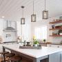 Pendant Light, Small Chandelier in Wood and Antique Silver Metal Finish, Farmhouse Light Fixture for Kitchen Island, Foyer, Hallway, Dining Room