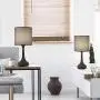 Bedside Nightstand Table Lamps, Modern Black Metal Base with Grey Linen Lampshade Desk Lamp, Small Lamp Set of 2 for Living Room, Dorm, Kids Room, Hotel, Hallway Decor