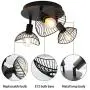 Ganeed Industrial Ceiling Light,3-Light Rustic Semi Flush Mount Ceiling Light Fixture,Metal Cage Pendant Lighting Lamp for Kitchen Living Room Hallway Stairway Garage, E12,Black Painting Finish