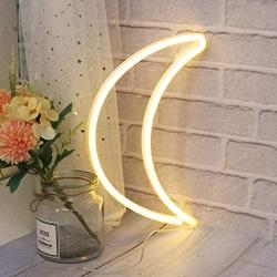 Warm White Moon Neon Sign for Home Decoration Night neon Light for Wall Decoration Battery/USB Plug LED Neon Light for Living Room Christmas Party