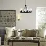 6 Lights Industrial Chandelier Lighting with Glass Shade,Farmhouse Adjustable Wire Ceiling Hanging Light for Dining Rooms Bedrooms Living Room Kitchen