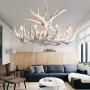 NIUYAO Retro Farmhouse Candle Style Resin Deer Antler White Chandeliers Faux Antler Fixture 4 Light Matching Chain Creative Pendant Light for Living Room Restaurant Bar Cafe Dining Rooms 494843