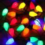 RECESKY C7 Bulbs Christmas String Lights with Timer - 50 LED 24ft Battery String Lights for Outdoor and Indoor, Fairy Lighting for Lawn, Patio, Wreath, Home, Party, Xmas Tree, Christmas Decorations