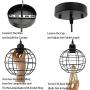 Industrial Pendant Light Fixture, Metal Cage Black Pendant Light, E26 Socket Vintage Hanging Ceiling Lamp, Max 660W, Farmhouse Pendant Lighting for Kitchen Island Dining Room (Globe Pendant Light)