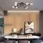 Lampundit Sputnik Chandelier 8 Lights Semi Flush Mount Ceiling Light Black Modern Industrial Style Lighting Fixture for Dining Room Living Room Kitchen Bedroom