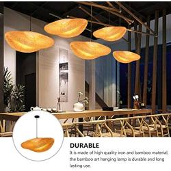 OSALADI Bamboo Woven Pendant Light Antique Lantern Ceiling Lamp Hanging Chandelier Wicker Light with Cloud Shade for Dining Room Living Room Restaurant