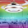 Chandelier Ceiling Fan with Bluetooth Speaker, Modern Retractable Ceiling Fan Chandelier with Music Player Dimmable Ceiling Fan with Lights and Remote for Dining Living Room