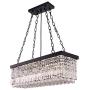 Wellmet Farmhouse Retangle Crystal Chandelier, 5-Light Modern Contemporary Linear Crystal Pendant Light, Hanging Dining Room Chandelier Ceiling Light Fixture for Living Room, Kitchen Island, L30”X W9”