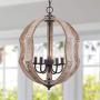 Farmhouse French Country 5-Light Globe Wooden Chandelier, Chic Cottage Wood Pendant Light for Dining Room, Living Room, Foyer, Hall, Entry, Restaurant - Burlywood Farmhouse French Country 5-Light Globe Wooden Chandelier, Chic Cottage Wood Pendant Light for Dining Room, Living Room, Foyer, Hall, Entry, Restaurant - Burlywood
