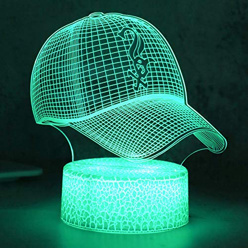 3D LED Night Light Lamp, baseball cap, Football Helmet, Basketball Flat Acrylic Optical Illusion Lighting Lamp with 16 Colors Touch Sensor with Remote Control, Sports Fan Nightlight Gift for Kids Boys