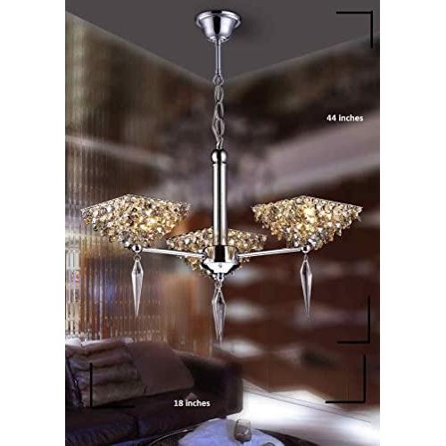 Lumos Modern Crystal Chandelier/Ceiling Lighting Fixture/Pendant Light for for Living Room/Dining Room/Foyer/Bedroom … (3 Lights)