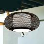 LITFAD Black Lantern Pendant Lighting LED Hanging Lamp Modern Weave Single Light Pendant Lamp Ceiling Hanging Light with Adjustable Cord for Restaurant Dining Room Bedroom - 19.8'' (50 cm)