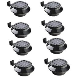 FALOVE 8pcgutterlight New Solar Light Lamp Powered Outdoor Garden Yard Wall LED Light Gutter Fence Wall Lampand and Bracket, Black, 8 Piece