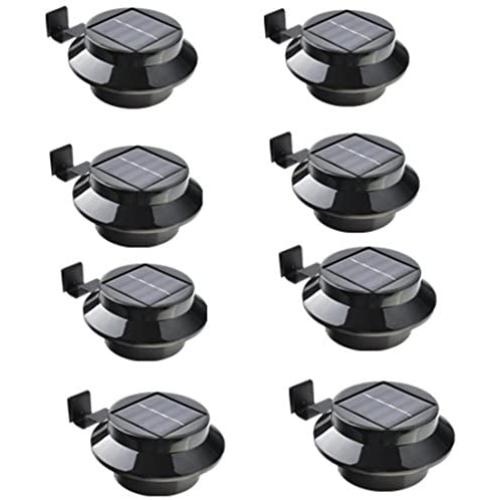 FALOVE 8pcgutterlight New Solar Light Lamp Powered Outdoor Garden Yard Wall LED Light Gutter Fence Wall Lampand and Bracket, Black, 8 Piece