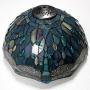 Tiffany Lamp W12H18 Inch Tall Sea Blue Stained Glass Dragonfly Crystal Style Shade Accent Antique Bedside End Table Desk Reading Light S147 WERFACTORY Lamps Living Room Bedroom Study Art Crafts Gifts