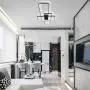 CHYING LED Ceiling Light Modern Flush Mount 60W 3-Layer Geometric Light Fixture Black PVC Metal Chandelier Lights 41 Inch for Bedroom Living Room Study Kitchen Daylight White 6000K
