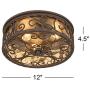Casa Seville Rustic Outdoor Ceiling Light Fixture Dark Walnut Iron Scroll 12'' Champagne Water Glass Damp Rated for Exterior House Porch Patio Deck - John Timberland