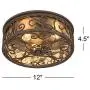 Casa Seville Rustic Outdoor Ceiling Light Fixture Dark Walnut Iron Scroll 12'' Champagne Water Glass Damp Rated for Exterior House Porch Patio Deck - John Timberland