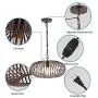 YLONG-ZS Round Pendant Light Hanging Lantern Lighting Fixture for Kitchen and Dining Room, Industrial Retro Iron Chandelier Fixture,E26 Base, Bronze (Bulbs Not Included)