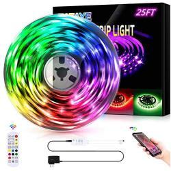 ZATAYE Led Lights Strip for Bedroom, 25ft RGB Led Lights Strip Kit, Music Sync Color Changing Flexible Rope Lights for Home, Kitchen, Party Decoration