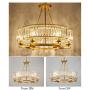 KALRI Modern Round Island Crystal Chandelier 6 Lights Flush Mount Pendant Ceiling Light Fixture for Dining Room Kitchen Living Room W25.2'' x H19.7''
