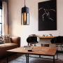 NAANN Black Pendant Lamp, Modern Mini Pendant Light, Smoked Glass Cylinder Shade Retro Industrial Hanging Lighting Fixture for Kitchen Island Dining Room Shop E26 Base