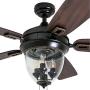 Honeywell Ceiling Fans 50615-01 Glencrest 52” Indoor & Outdoor, LED Edison Bulbs, ETL Damp Rated Aged Teak/Dark Walnut Blades, Oil Rubbed Bronze