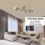 ELUZE Ceiling Light Fixture Industrial Metal Flush Mount Light Brushed Brass Ceiling Lamp with 8 Lights for Dining Room Kitchen Living Room Lighting