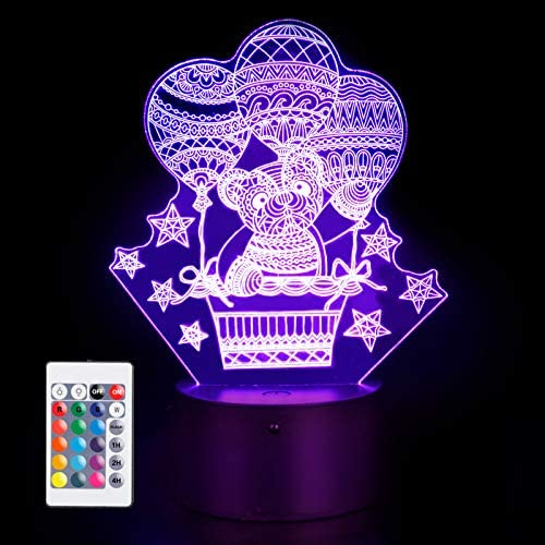 3D Teddy Bear Lamp Mood Lamp 16 Color Nursery Night Lights Illusion Acrylic LED Table Bedside Lamp, Children Bedroom Desk Decor Toy, Personalized Birthday Christmas Gifts for Women Teenage Girls