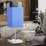 Bedside Table Lamps, Small Table Lamps for Bedroom, with Dual 2-Prong Charging Outlets, Basic Nightstand Lamp for Living Room, Blue/Silver