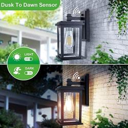 Dusk to Dawn Sensor Outdoor Wall Lantern, Exterior Wall Sconce, Wall Mount LED Lights with E26 Socket, Anti-Rust Waterproof Porch Light Fixture with Clear Glass Shade for Garage, Doorway