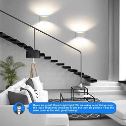 Aluminum Modern LED Wall Sconces Set of 2, 15 W 3000K Warm White Up and Down Lighting Fixture Lamps for Stairway, Bedroom, Hallway, Basement, Cafes, Wall-Mounted or Plug in (4 G9 Bulbs Included)