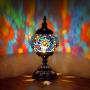 Turkish Moroccan Lamp Marrakech Handmade Mosaic Glass Table Desk Bedside Lamp Night Light for Living Room Bedroom Coffee Table (Green)