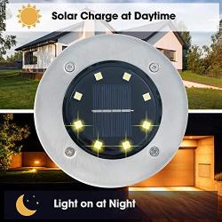 |Solar Ground Lights Outdoor 12 Pack| 8LED Solar Disk Lights,Waterproof,In ground Solar Garden Lights for Pathway Lawn Yard Roads Walkway Driveway - Cold White