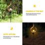 X-PREK Solar Garden Pathway Lights,LED Waterproof Crackle Glass Globe Stake Metal Lights for Patio Yard Wallkway Lawn Decorative(Flame Pattern)