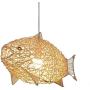 24inch Weaving Natural Wicker Ceiling Hanging Light Fish-Shaped Lantern Pendant Lighting Rattan Light Dining Room Living Room Restaurant Woven Chandelier Drop Lights (Adjustable Cord)