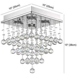 Mini Crystal Raindrop Chandelier Modern Flush Mount Ceiling Light for Foyer Hallway Dining Room.