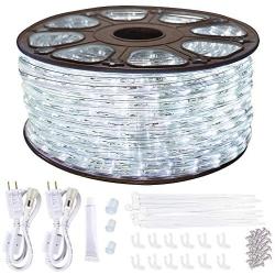 SURNIE Outdoor Rope Lights Waterproof 150ft Led Light Rope 110V 6500k Daylight White Led Strip Lights Cuttable Connectable for Deck Patio, Indoor Outside Use