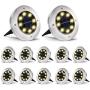 Aogist Solar Ground Lights,8 LED Solar Lights Outdoor Disk Lights Garden Lights Waterproof Patio Outdoor Light with Light Sensor for Lawn,Pathway,Yard,Driveway,Step and Walkway (Warm White)