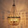Lampundit Farmhouse Wood Beaded Chandelier 4 Lights, Handmade Wood Light Fixture for Dining & Living Room, Foyer, Bedroom, Kitchen Island and Entryway, Bronze Finish & Natural Color