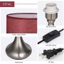 Nightstand Table Desk Lamps Set of 2, Vintage Bedside Metal Body Lamp with Fabric Shade for Living Room, Kids Room, Bedroom, Office, Study and Café, Dark Red