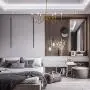 Sivilynus Brushed Brass 6 Lights Contemporary Chandelier Farmhouse Ceiling Hanging Light Fixture for Dining Room Living Room Bedromm Foyer