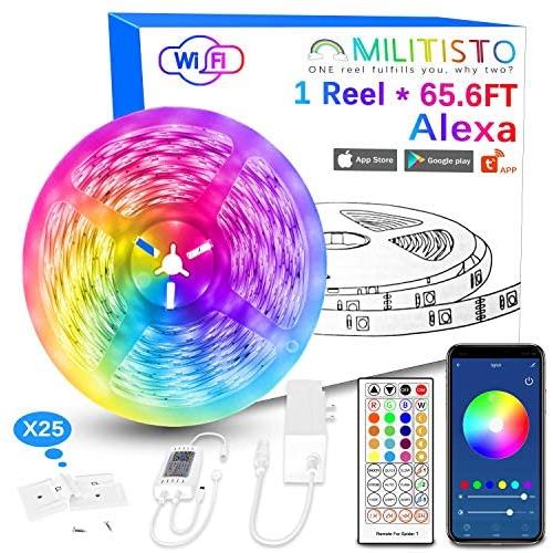 Sonkoloro LED Light Strips 65.6ft - App Control LED Strip Lights Compatible with Alexa，Google Home - LED Lights for Bedroom, Aesthetic Room Decor, Smart Home, Home Decorations, Dorm Decor
