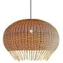 LITFAD 1 Bulb Hand Woven Pendant Lighting Chinese Bamboo Ceiling Suspension Lamp Retro Weave Rattan Hanging Lamp in Beige for Coffee Shop Dining Room Restaurant - 19.5'' (50 cm)