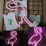 Flamingo Neon Sign Night Light Lamp with Holder Base Decorative Marquee Signs Light Battery Operated Wall Decoration for Living Room Bedroom Christmas Party Supplies Kids Toys Birthday Gifts