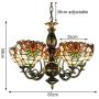 Tiffany Style Chandelier, Baroque Stained Glass Shade Multi-Head Ceiling Light, Living Room Bedroom Bar Decoration LED Pendant Light，E27，MAX40W (Size : 5 Heads)