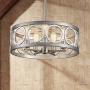 XINGQI Drum Chandelier, Rustic Pendant Lighting for Living Room, Dining Room, Bedroom, Antique Brushed Nickel with Round Metal Shade, Ceiling Light Fixture, 5 E26 Bulbs(Not Included)