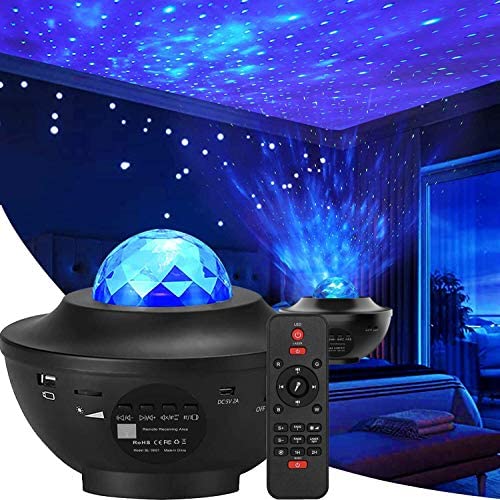 Elecstars Night Light, Star Projector with Bluetooth Speaker, Ocean Wave Bedside Lamp, Adjustable Lightness & Remote Control, Music Player, Living Room, Decor.