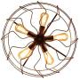 Industrial Vintage Semi Flush Mounted Ceiling Light -LITFAD 21'' Chandelier Barn Metal Pendant Light Chandelier with 5 Lights Hanging Lamp Metal Cage Fixture for Restaurant Lighting Bar Farmhouse Rust
