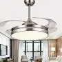 Southerns Lighting 42 inch Modern Simple Invisible Ceiling Fan with 3 Changing LED Lights and Remote Control 4 Reversible Blade Retractable Ceiling Fan with Chandelier Light for Dining Room Living Room Indoor Bedroom Ceiling Fans with Lights (Chrome-06)